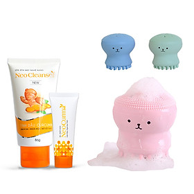 Bộ Đôi Nghệ Giảm Mụn Mờ Thâm (gồm Sữa rửa mặt nghệ NeoCleanser 86g + Gel nghệ NeoCurma 20g) Tặng 01 Cọ Rửa Mặt Bạch Tuột Massage Tạo Bọt