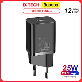Mua Củ sạc nhanh  nhỏ gọn Baseus Super Si Quick Charger hỗ trợ chuẩn PD 25W Đen - Hàng chính hãng
