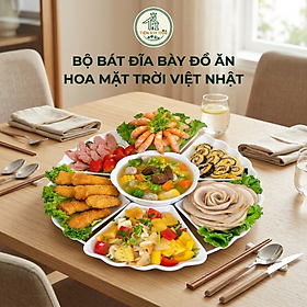 Bộ Bát Đĩa Hoa Mặt Trời 6836 Việt Nhật Loại Lớn - Bộ Bát Đĩa Bày Cỗ 