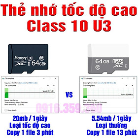 Thẻ Nhớ microsd 64gb class 10 U3 thẻ nhớ tốc độ cao