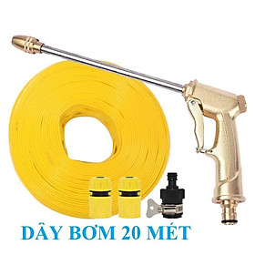 Mua Bộ dây vòi xịt nước rửa xe  tưới cây . tăng áp 3 lần  loại 20m 206701-3 đầu đồng cút nối đen+ tặng đai