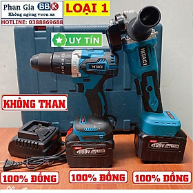 Bộ Combo 2 Máy Gồm Máy Khoan Pin Và Máy Mài Pin Dùng Pin 15 Cell 199V Lõi Đồng Không Than - Tặng Hộp Đựng - Bảo Hành 12 Tháng