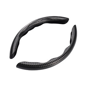 Auto Car Steering Wheel Cover Carbon Fiber Segmented 2Pcs Universal Fit 38cm Comfortable to Handle Durable for Most of Car Embedded AntiSlip