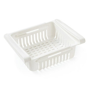 Kitchen PP Storage Box Food Fruit Container Organizer Rack Pull-out Drawer Stretch Refrigerator Storage Basket White