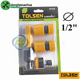 Bộ đầu nối nhanh ống nước Tolsen 57125  4 cái vỉ  ống mềm 1 2