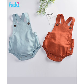 Bộ romper linen lưng chun cho bé trai bé gái Haki BL001, bộ body cho bé, baby bodysuit, set áo liền quần cho bé từ 6-13kg