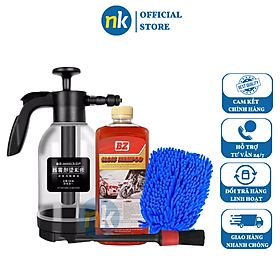 Hình ảnh Combo 4 món nước rửa xe BZ, Bình Tạo Bọt Tuyết, Găng Tay Rửa Xe 2 lớp Kèm Cọ rửa chi tiết, rửa xe siêu sạch, siêu sáng bóng