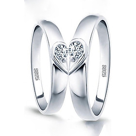 Hình ảnh Nhẫn đôi trang sức bạc Ý S925 Bạc Xinh Huệ Ngân - Một nửa yêu thương RR1593