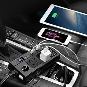 Bộ Chuyển Đổi Nguồn Trên Ô Tô, 2 Cổng Tẩu, 4 Cổng Sạc USB, 3 Chân Cắm Điện