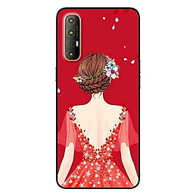 Ốp lưng dành cho Oppo Reno 3 Pro mẫu Cô Gái Váy Đỏ