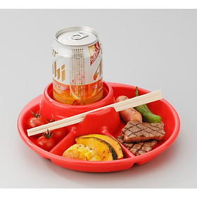 Bộ 3 khay ăn tiệc buffet, dã ngoại nhỏ gọn, đa năng (màu đỏ) - Hàng Nội Địa Nhật