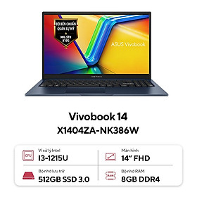 Mua Laptop Asus Vivobook 14 X1404ZA-NK386W (Intel Core i3-1215U | 8GB | 512GB | Intel UHD | 14 inch FHD | Win 11 | Xanh) - HÀNG CHÍNH HÃNG