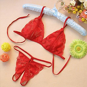 Set Bikini Áo Ngực 2 Dây Không Gọng Và Quần Lót Nữ Lọt Khe Thêu Ren Nhiều Màu Gợi Cảm SB02 Freesize Dưới 60kg