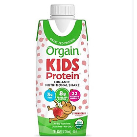 Sữa dinh dưỡng hữu cơ Orgain Kids Protein - Sữa khỉ orgain kid protein chính hãng Mỹ hộp 244ml Vị Dâu