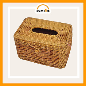 Mua Hộp khăn giấy chữ nhật  hộp khăn thủ công mây xiên tự nhiên