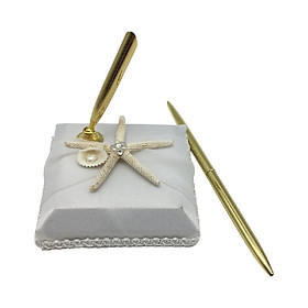 Wedding Signing Pen with "Starfish" Pattern Holder Wedding Signature Pen Set Decoration Supplies for Guest Book
