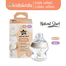Bình Sữa PP Ty Siêu Mềm Tự Nhiên Tommee Tippee Natural Start 150ml, Núm Ty Của Bình 0-3 Tháng - Hoạ Tiết