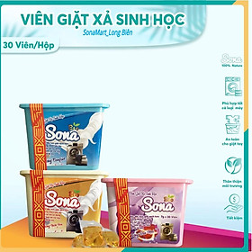 Viên giặt xả sinh học SONA giặt xả quần áo 2 trong 1 hộp 30 viên