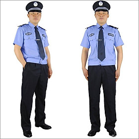 Áo bảo vệ màu xanh ngắn tay, có đai đẹp