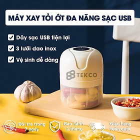 Mua Máy Xay Thực Phẩm (Tỏi  Ớt  Gừng  Thịt  Cá ...) Cầm Tay Đa Năng Cổng USB - Dụng Cụ Xay Nghiền Tỏi Ớt Sạc Pin (Trắng)