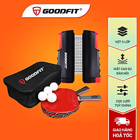 Bộ 2 vợt bóng bàn tặng kèm 4 bóng, cọc lưới rút chính hãng GoodFit GF005TS