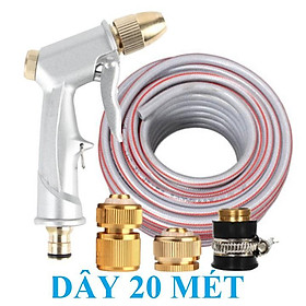 Mua Bộ dây vòi xịt nước rửa xe  tưới cây . tăng áp 3 lần  loại 20m 206701 đầu đồng cút đồng + tặng mở chai TL