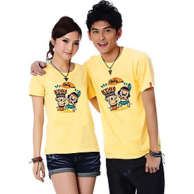 Bộ Áo Thun Đôi Nam Nữ Quẩy Màu Vàng - M