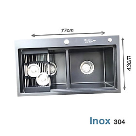 Mua Chậu rửa bát 2 hố lệch nhỏ Inox S304 KGL (70x40) - Chậu Đúc 2 hố