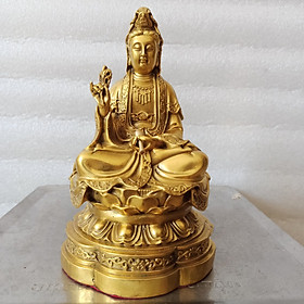 Mua Tượng Phật Bồ Tát Quan Âm 20cm Đồng Vàng Màu Mộc  Tượng Mẹ Quan Thế Âm Bồ Tát Toà Đài Sen - Đồ Đồng Nguyệt Ánh