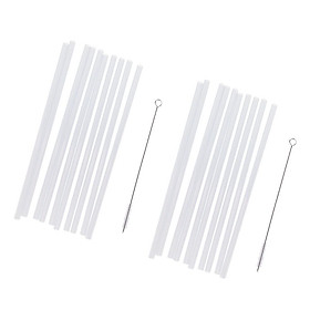 20x Clear Reusable Hard Drinking Straws with Cleaning Brush for Home Party