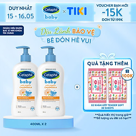 Combo 2 Sữa tắm gội dịu lành cho bé Cetaphil Baby Wash & Shampoo with Organic Calendula 400ml/chai