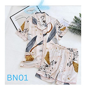 Bộ Đồ Pijama Nữ Cao Cấp Azuno BN0045 Mặc Nhà Ngắn Tay Chất Liệu Cotton Lụa Mặc Mùa Hè Rất Mát