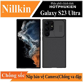 Ốp lưng chống sốc bảo vệ camera cho Samsung Galaxy S23 Ultra hiệu Nillkin Camshield Pro chống sốc cực tốt, chất liệu cao cấp, có khung & nắp đậy bảo vệ Camera - Hàng nhập khẩu - Đen