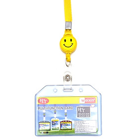Bảng Tên Ngang Dây Lụa Rút Mặt Cười T-014 - Dây Màu Vàng
