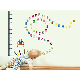 Decal dán tường cho bé thước đo chữ ngộ nghĩnh ay746