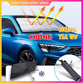 Dù che kính lái khi đỗ xe cách nhiệt chống nắng trên ô tô có thể xếp gọn (size lớn che được toàn kính lái)