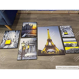 Mua Tranh Bộ 6 Bức Thành Phố Cổ Điển (Hình thật tại xưởng - Đã có khung  móc  đinh treo) - The Canvas House - T6TP