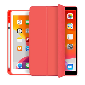 Bao Da Smart Cho iPad 9.7inch Air, Air2, Pro9.7, Gen 5, Gen 6 TPU Silicon Mềm Có Khay Đựng Bút Pencil - Đỏ - dùng chung iPad Air/Air2/Pro9.7/Gen5/Gen6