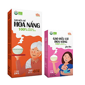 Combo 2 hộp Gạo hữu cơ Hoa Nắng Gạo Lứt 2kg & Gạo Tấm 1kg