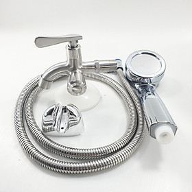 Mua Bộ Củ Vòi Sen Lạnh  Bát Tay sen tăng áp  dây 1 5m si inox đẹp sáng bóng