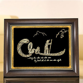 Mua Quà tặng mừng thọ cao cấp: Tranh chữ Cha thư pháp Mạ- vàng 24k