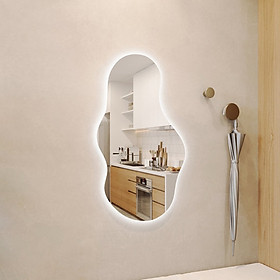 Mua Gương Toàn Thân Decor Hình Hạt Đậu Treo Tường Cao Cấp Có Đèn LED Cảm Ứng 3 Máu Kích Thước 60x100cm