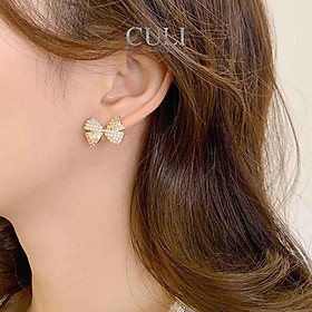 Khuyên tai, Bông tai thời trang hình nơ kết hạt trai HT678 - Culi accessories