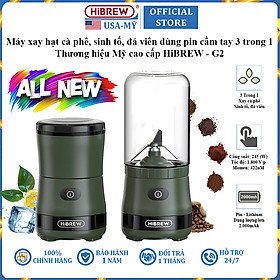 Mua Máy xay hạt cà phê  sinh tố và đá viên dùng pin cầm tay 3 trong 1 thương hiệu Mỹ HiBREW G2 - Hàng Chính Hãng