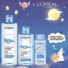 [L'OREAL PARIS] Nước Tẩy Trang Cho Da Dầu Nhạy Cảm Làm Sạch Sâu Tươi Mát Micellar Water 3-in-1 Refreshing 400/95/30ml