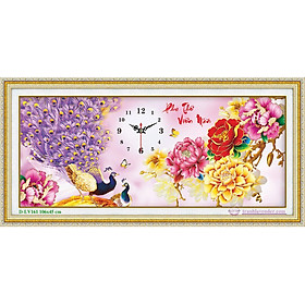 Mua Tranh đính đá đồng hồ phu thê viên mãn LV161 - 106 x 45 cm - chưa đính