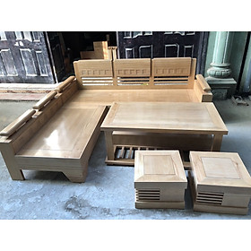 Sofa gỗ sồi đức mẫu góc tay chứng nhỏ 2mx1,8