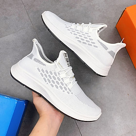 Giày Thể Thao Nam, Giày Sneaker Nam Màu Trắng Đế Êm Nhẹ Thoáng Khí S361 - 43