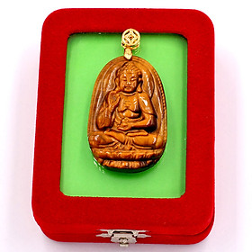 Mặt dây chuyền Phật A Di Đà - đá mắt hổ 5cm - kèm hộp nhung - tuổi Tuất, Hợi