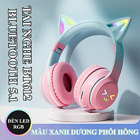 Tai nghe chụp tai BT612 kết nối Bluetooth thiết kế tai mèo dễ thương có thể gấp gọn tiện lợi - HT